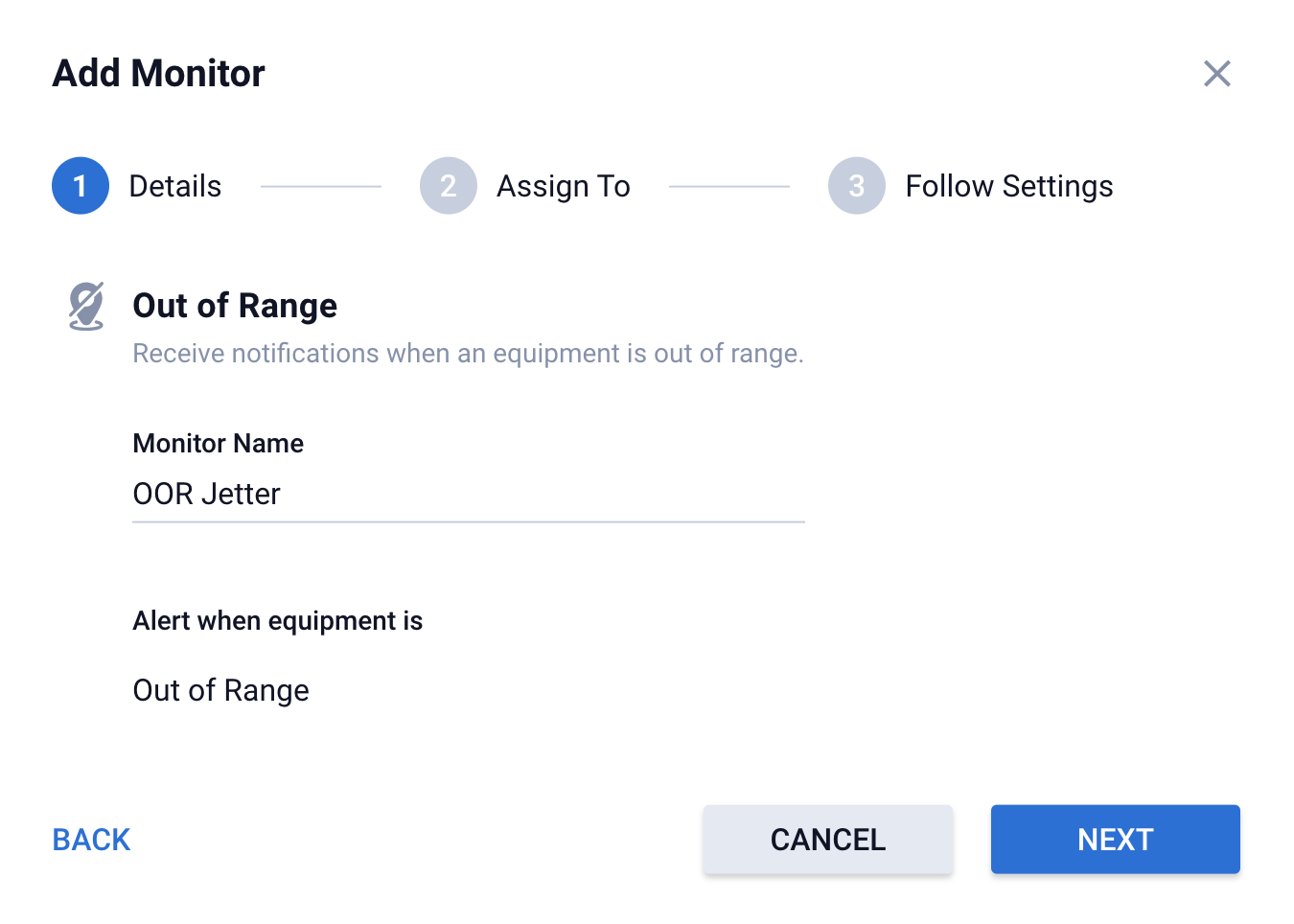 How to set up an OutofRange Monitor? Momentum IoT
